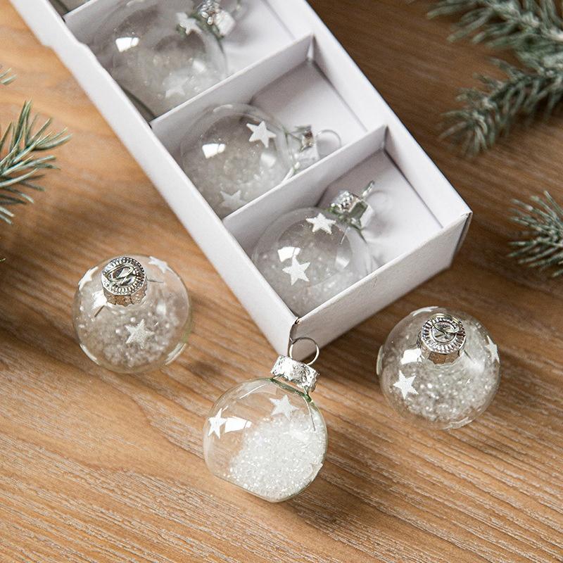 Sváteční závěsná dekorace Skleněná průhledná hvězda Přívěsek Křišťálová skleněná koule 4 cm Vánoční koule Dekorace pro sváteční akcent