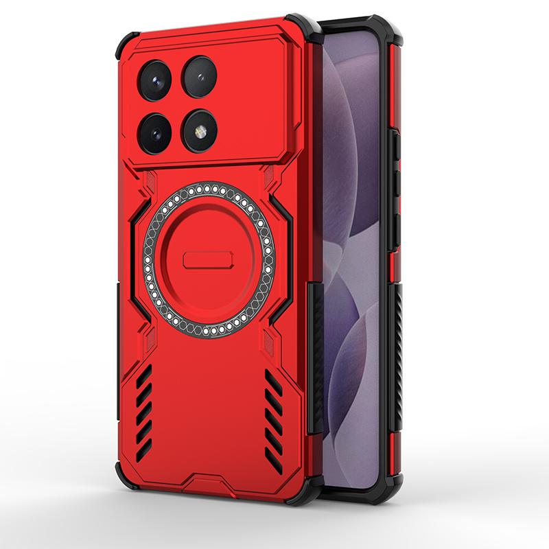 

Для POCO F6 Pro Механический чехол с теплоотводом, четыре угла с воздушной подушкой, противоударный, мощный магнитный, без поддержки беспроводной зарядки For POCO F6 Pro