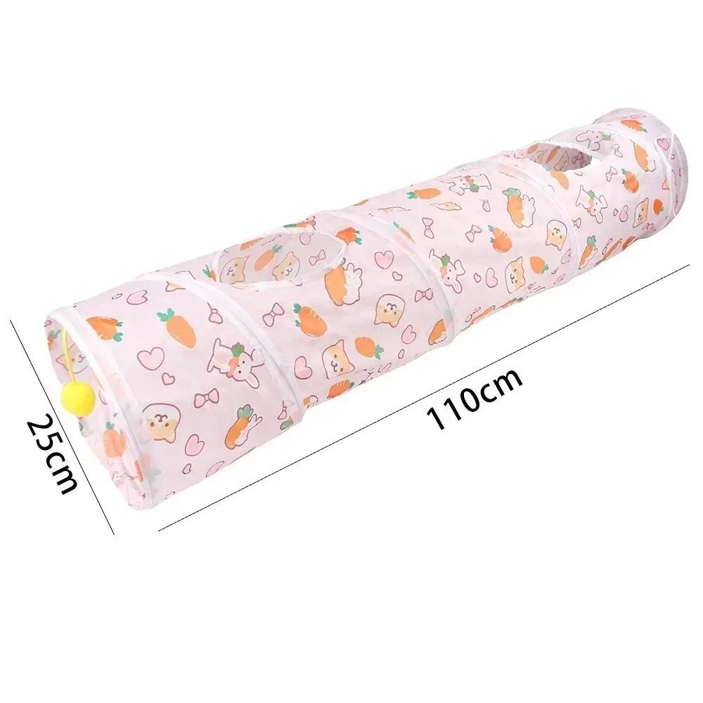 Carrot Print Cat Tunnel Multi-Shape Foldable & Easy Storage Cat Toy Tunnel for Play & Hideaway Pet Tube Self-Entertaining Play