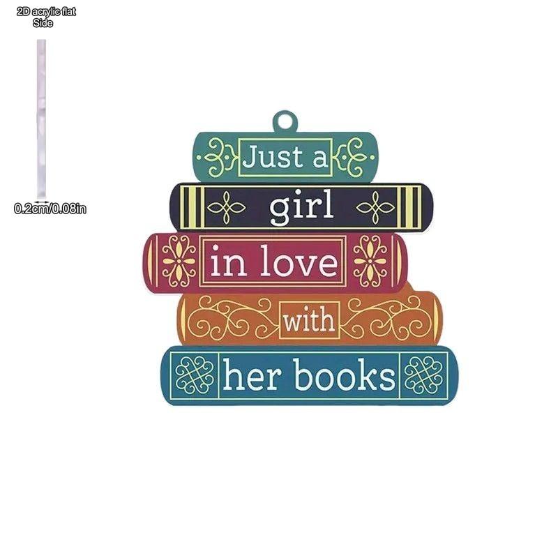 2D Acrylic 'Just A Girl in Love with Her Books', Automotive Interior Decoration, Party Living Room Bookshelf Entryway Home