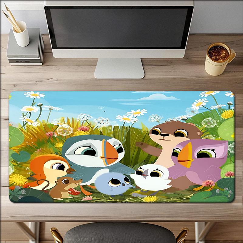 Puffin Rock Theme Mouse Pad, Non Slip Rubber Base, Multifunctional Office & Home Decor, Perfect for Workspace Personalization.