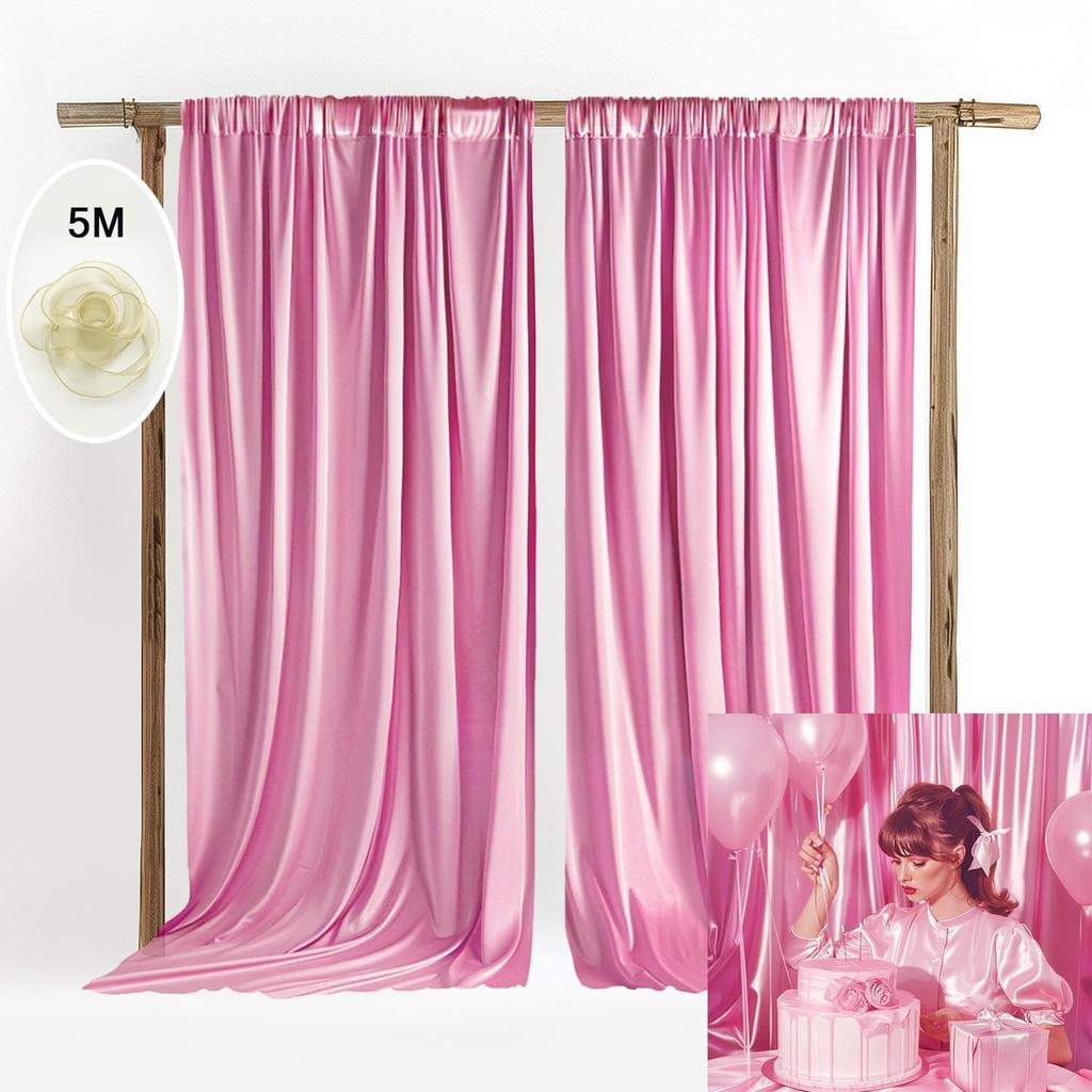 Goldener Satinvorhang 1 Paneel Knitterfreier Drapierung Foto-Hintergrund mit Stangentasche für Hochzeit Geburtstag Babyparty Party-Hintergrund Drapierung