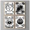 Zodiac Star Sign Wall Art Canvas Painting Astrology Posters Prints Boho Cancer Libra Gemini Constellation Living Room Home Decor