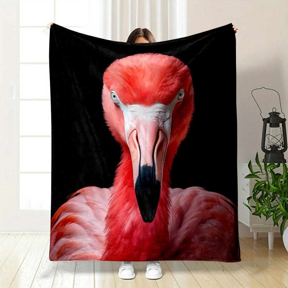 Pink Flamingo Portrait Blanket Bedroom Blanket for Livingroom Couch Lunch Break Soft Throw for Friend's Festival Gift