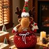 Festive Table Centerpieces Sequins Christmas Santa Claus/Snowman/Elk Ornaments with Candies Storage Pocket, Plush Claus Red or Green Figures