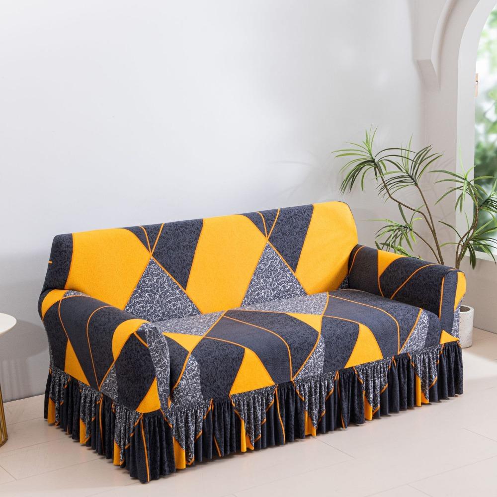 

Fashion Print Milk Silk Sofa Cover Stretch Skirted Dustproof Slip resistant Full Coverage Single S 90-140CM