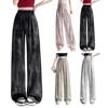 Women Pants Elastic High Waist Adjustable Drawstring Wide Leg Trousers Tie Dye Print Summer