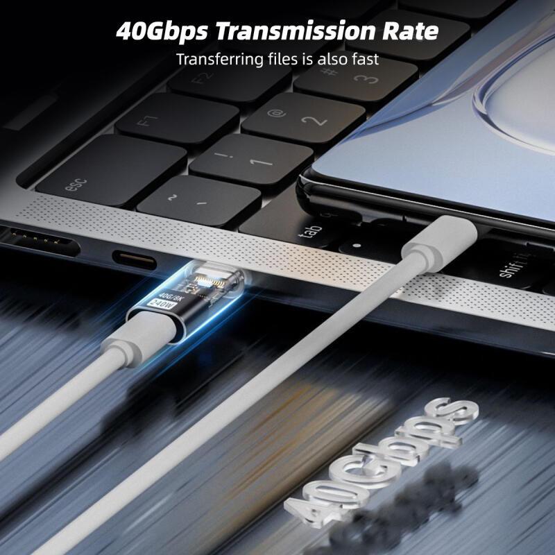 HdoorLink Transparent PD240W USB4.0 40Gbps Type C To C Adapter 8K@60Hz 5A Fast Charging Adapter for Iphone 16 15 14 Mac Pro Samsung Galaxy