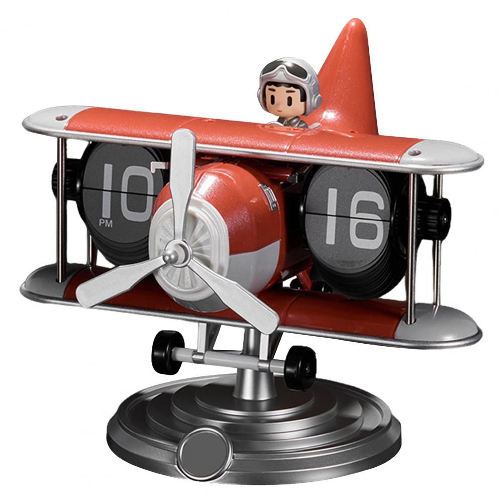 Table Clock Alarm Clock Retro Airplane Clock with Auto Mechanism for Home Office Battery Powered Silent Digital Desk