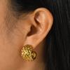 Stainless Steel C Shape Stud Earrings for Women Geometric Irregular Wrinkle Texture Large Gold Color Earrings Fashion Earring