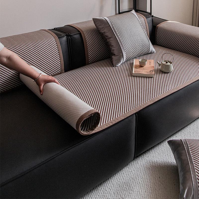 New Pe Rattan Mat Sofa Cushion Summer Mat Cushion Cold Silk Cool Non-Slip Light Luxury Sofa Cover Cloth Towel