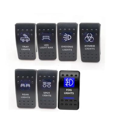 Car Boat Caravan Button Momentary Rocker Switch 12V Waterproof Dual Blue/Green/Red LED Light Bar Rocker Reverse Rear Light Switc