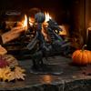 Resin Horse with Pumpkin Headless Horseman Holding Statue, Matte Black Halloween Figurine, Unique Dark Atmosphere Ornaments Gothic Tabletop Decor for