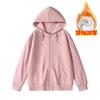 Women's Hood Collar Long Sleeve Zip Up Hoodie Loose Fit Minimalist Sweatshirt Jacket