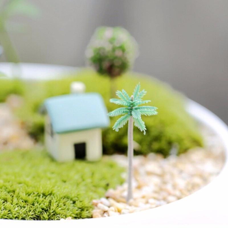Hot 3pcs Simulation Coconut Trees Modern Park Miniature Fairy Garden Miniatures Landscape Accessories Toys for Doll House Mini