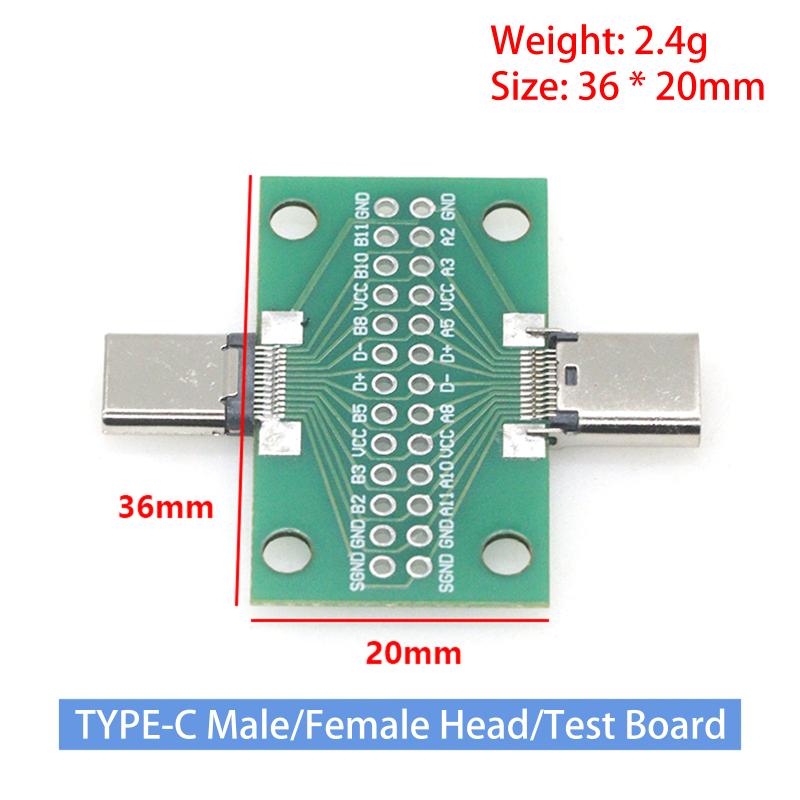 Type-C USB 3.1 24P Male to Female Adapter for Efficient Connectivity on PCB Board