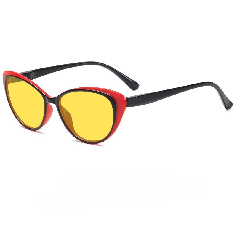 Fashion Cat-Eye Night Vision Glasses For Men And Women Red & Orange Lenses Blue Light Blocking Glasses Computer Goggles