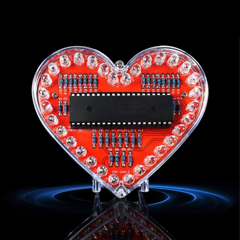 32 RGBs LED DIY Herzform Lötbausatz Pädagogisches Elektronik-Lernset für Studenten und Bastelbegeisterte Geschenk