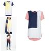 Women's Summer O-neck Loose Short Sleeve Shirt With Leisure Patchwork Design