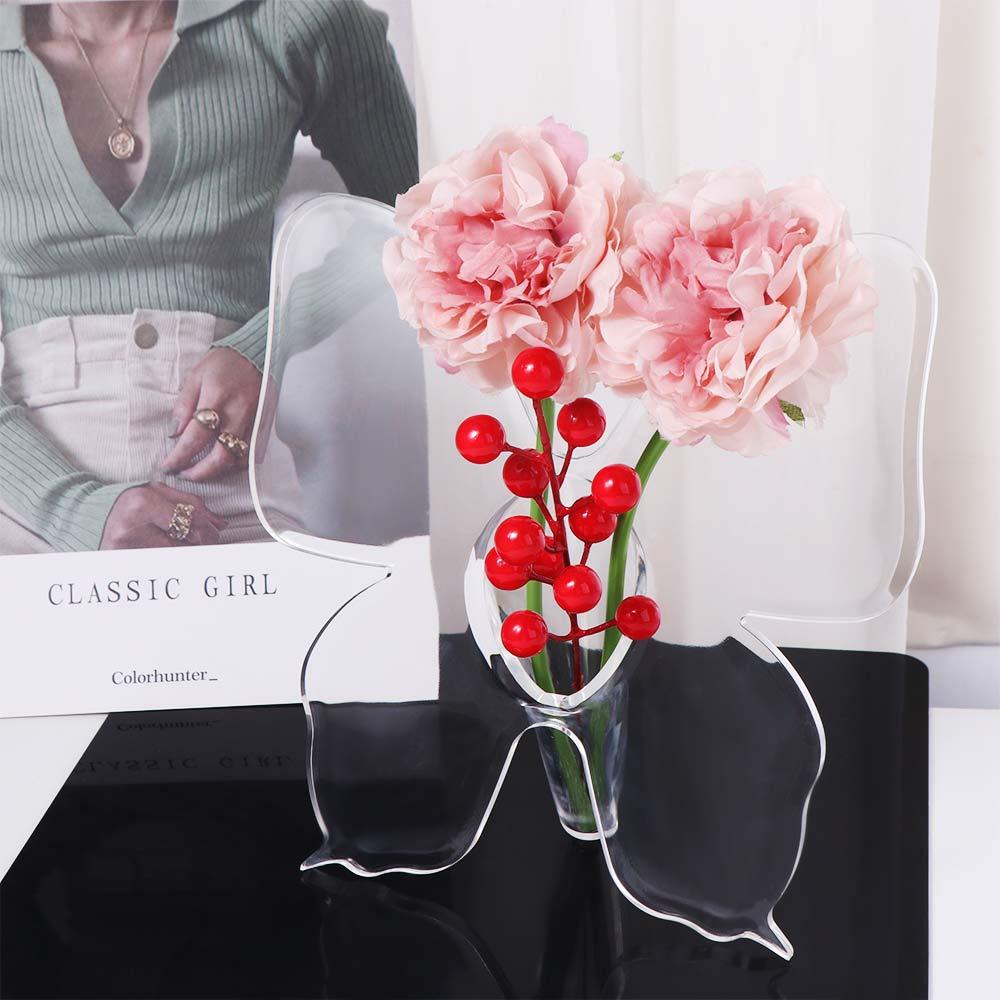 

Acrylic Butterfly Acrylic Vase Transparent Desktop Ornament Hydroponic Flower Vase Wedding Party прозорий