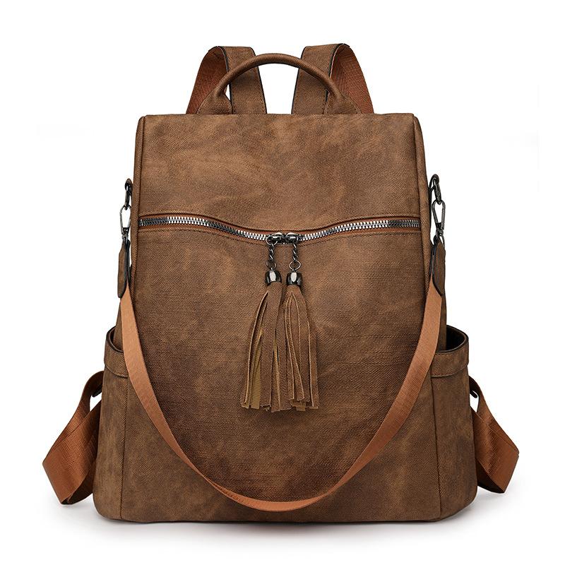 

Trendy women s backpack new retro casual backpack large capacity fringed shoulder messenger bag