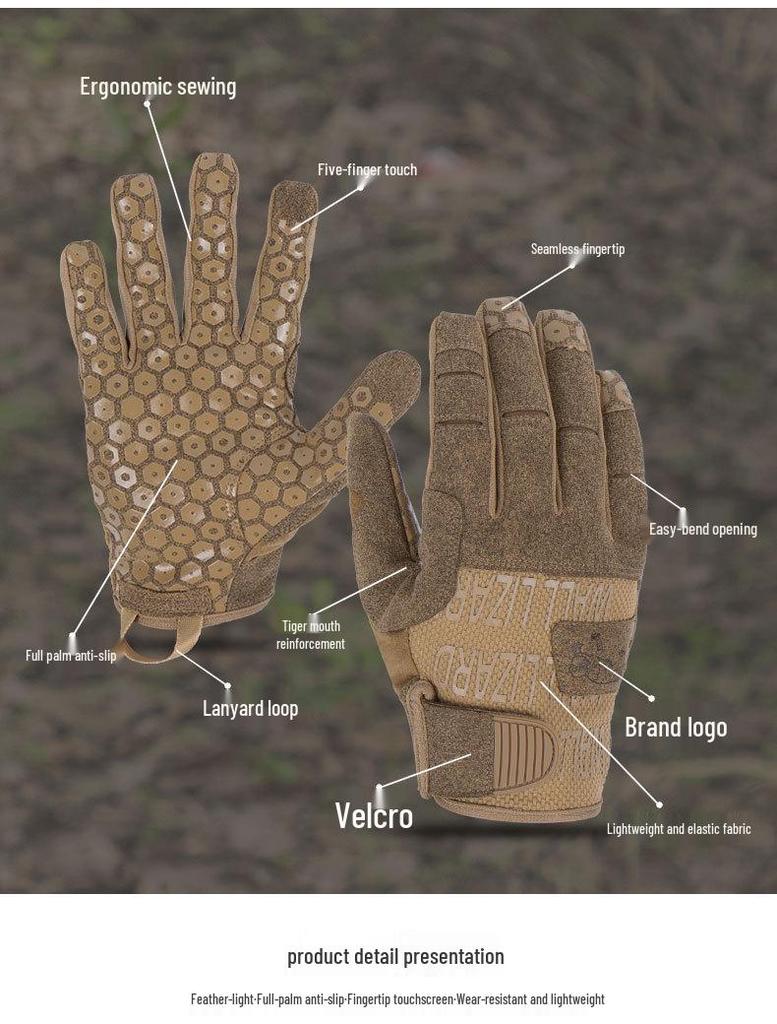 Cross-border Tactical Wear-resistant Non-slip Motorcycle Gloves with Sunscreen & Touchscreen Features for Outdoor Riding.