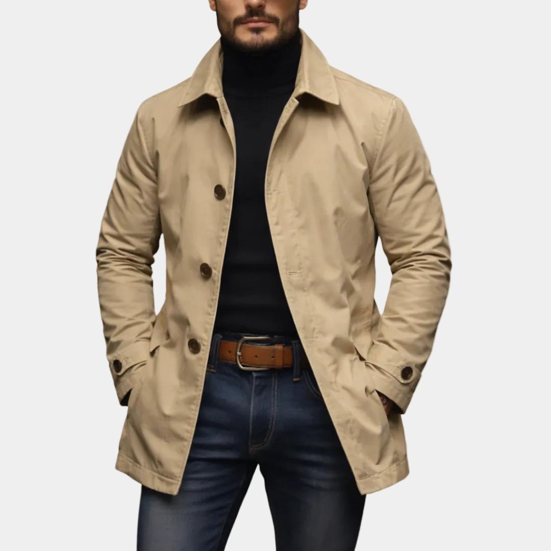 Men`s Single Breasted Lapel Collar Coat