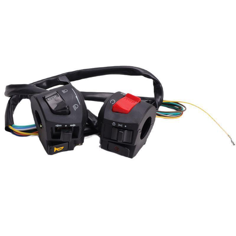 22mm Motorcycle Handlebar Switches: Includes Throttle, Horn, Turn Signals, Headlight, Electric Start Controls.