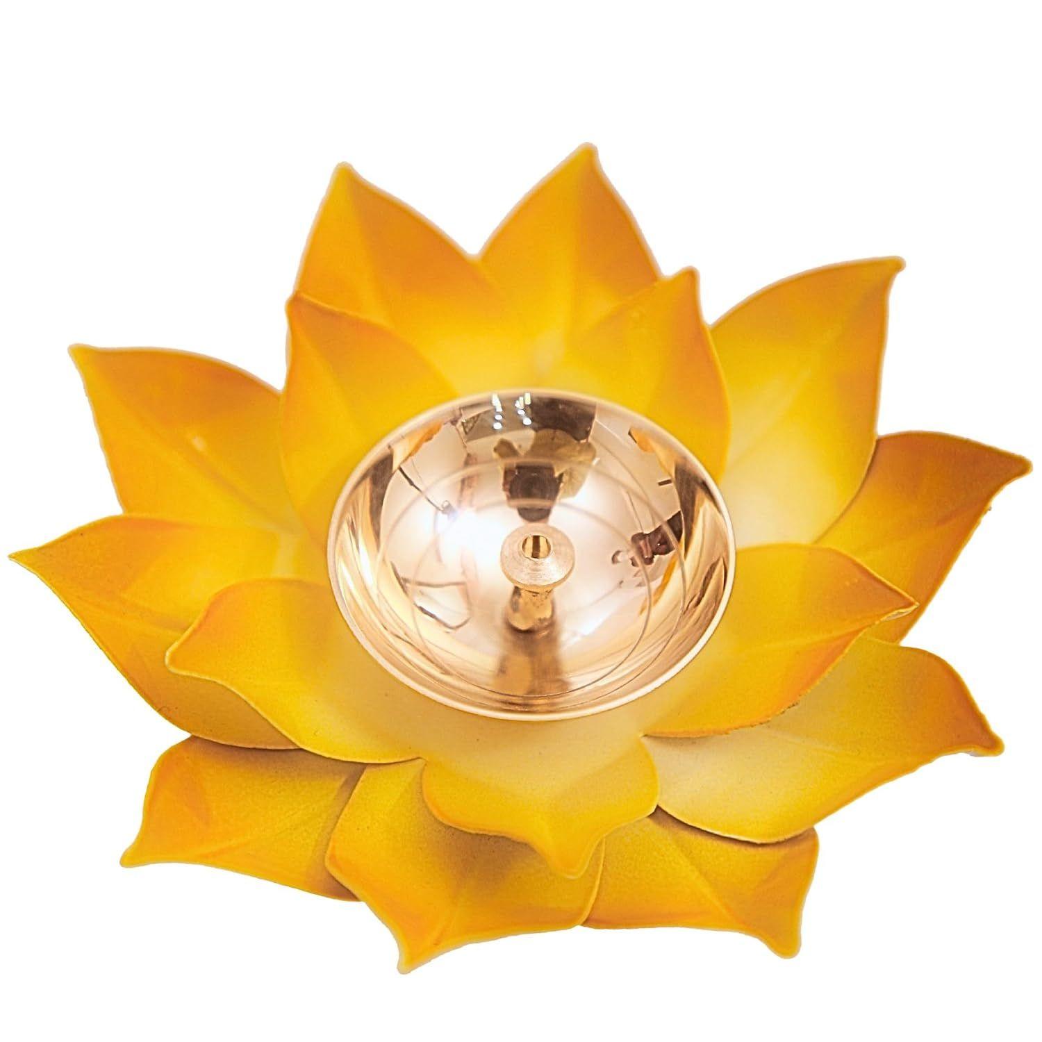 EIN SOF Brass Lotus Flower Diyas for Home Decoration , 5 inches Medium Size Puja Akhand