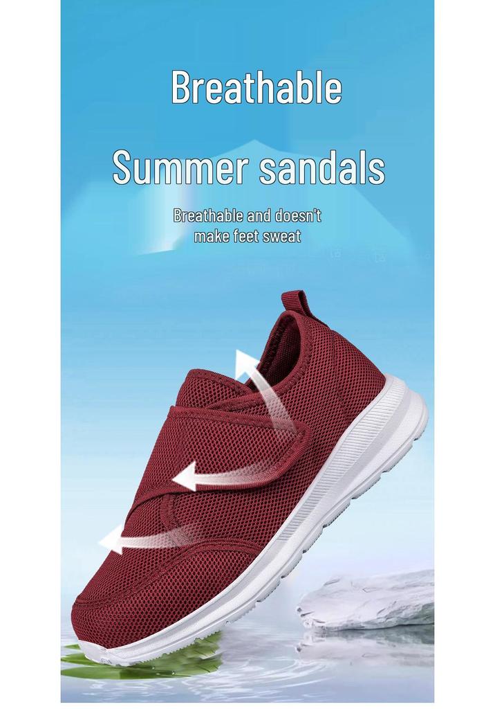 Unisex Breathable Mesh Velcro Walking Shoes - Lightweight, Wide Fit Casual Sneakers for Summer Sports