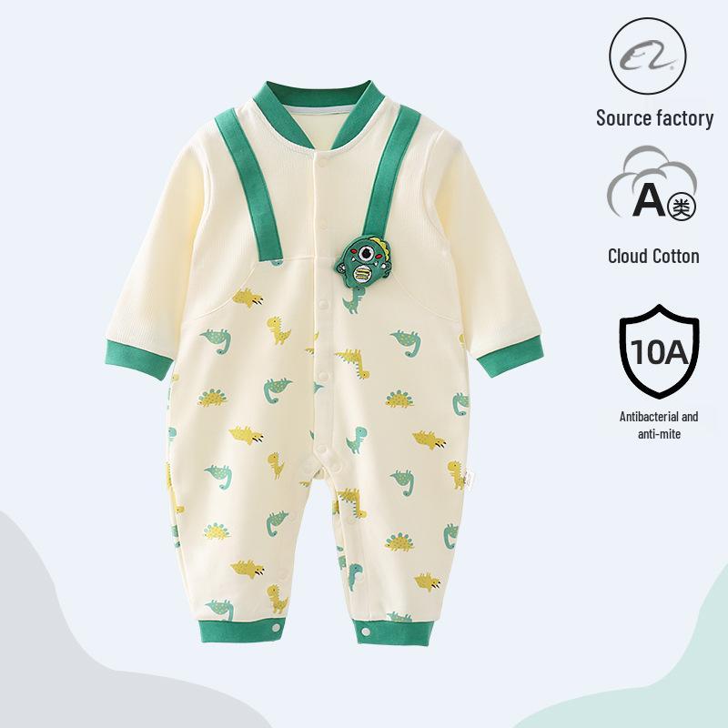 Nation's Top-Selling: Antibacterial Cotton Baby Bodysuit for Spring & Autumn - Long Sleeve, Perfect for Crawling & Home Wear.