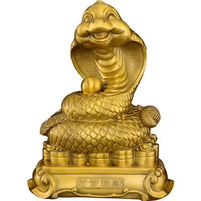 Brass Snake Figurine Collectible Modern Art   Statue Handmade Chinese Zodiac Animal Sculpture Ornament New Year Decor