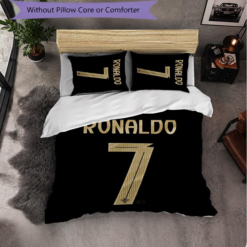 Biancheria da Letto a Tema Cristiano Ronaldo Set 3 Pezzi Copripiumino Biancheria da Letto Decorativa per Stanza Adolescenti Decorazione Casa