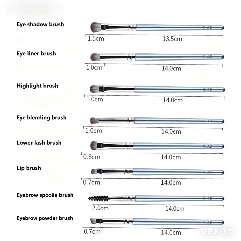 14-Piece Personal Makeup Brush Set Silver-Grey With Leather Pu Case Soft Smooth