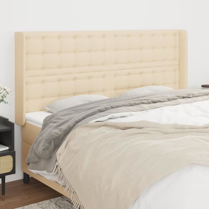 VidaXL Tête de lit avec oreilles Crème 183x16x118-128 cm Tissu3120033