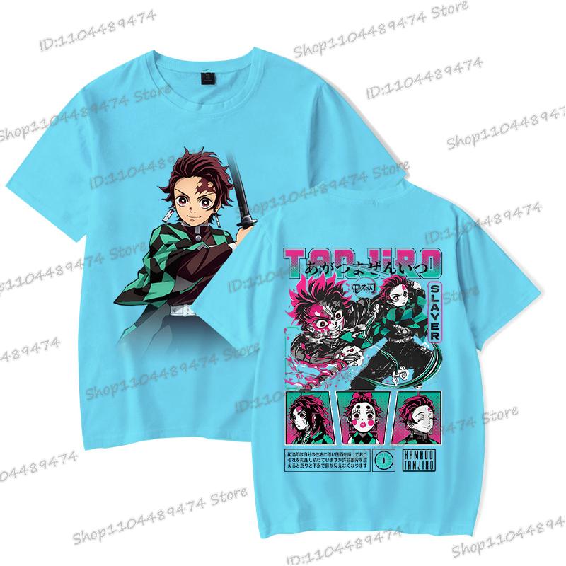 Japanisches Anime Kimetsu No Yaiba T-Shirt Tanjiro Kamado Grafik Herrenbekleidung Vintage Hip Hop Kurzarm Unisex T-Shirts Geschenke