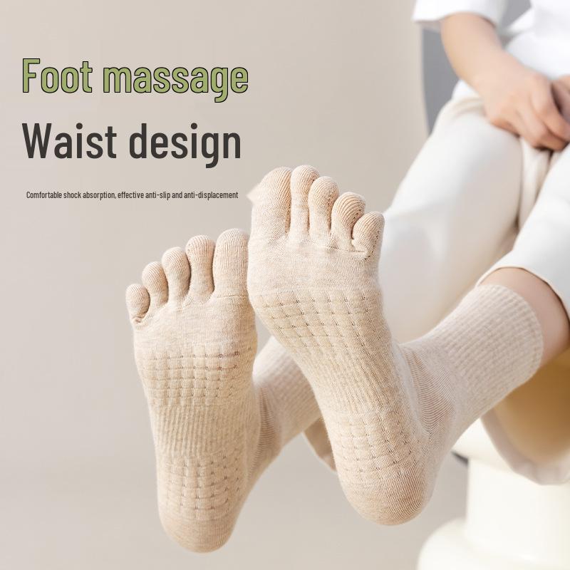 Women's Antibacterial Cotton Five-Toe Mid-Calf Socks for Spring and Autumn