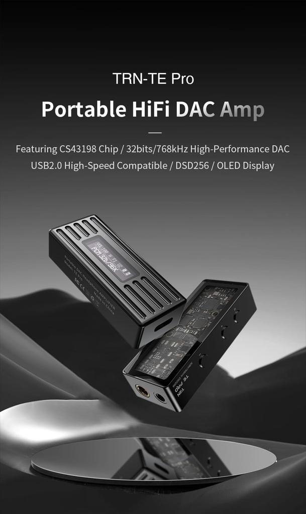 TRN TE Pro Kompakter Smartphone-Verstärker CS43198 Tragbarer Kopfhöreranschlussverstärker, DAC, [High-Resolution-Unterstützung] 32-Bit/768kHz DSD256, Chip, Verstärker,
