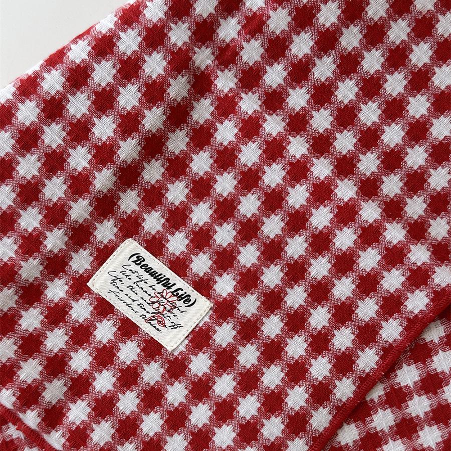 Retro Red Checkered Placemats Double Sided Napkins Christmas Dining Table Mat Coaster Food Posing Background Cloth 30x40cm