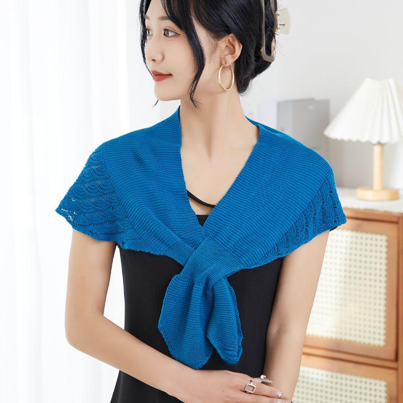 Șal Tricotat de Vară pentru Femei - Stil pentru Aer Condiționat, Articol Exterior Cheongsam High-End pentru Protecția Umerilor și Gâtului, Ideal pentru Rochii.