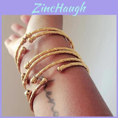 African Gold Geometric Women Jewelry Bangle With Electroplated Finish For Wedding And Gift