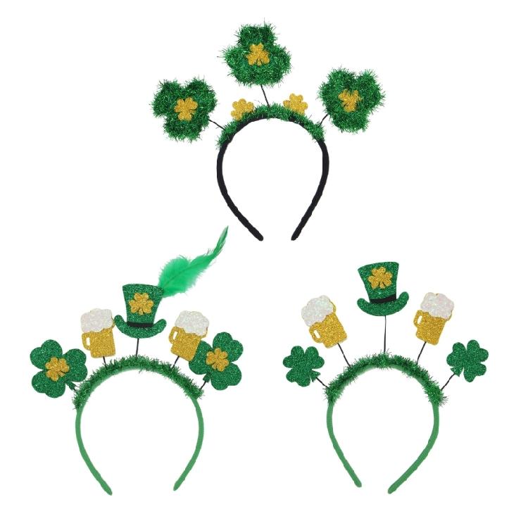 

Holiday Hair Decoration Lovely Cultural Themed Hair Additions With thread Decorations Green Headpieces Clovers Headbands 1