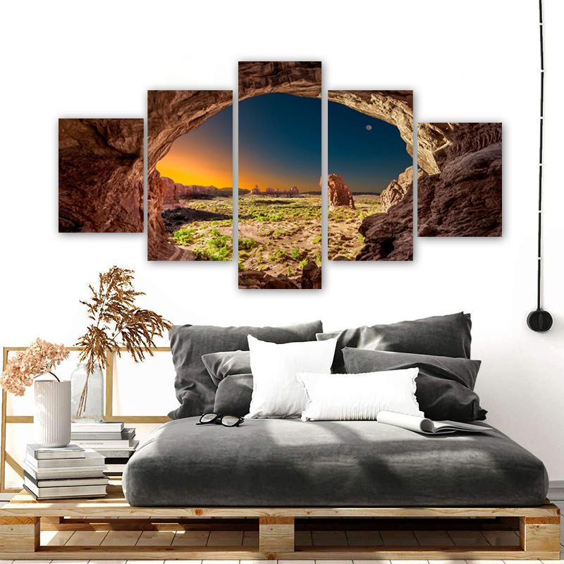 5 Panels Hole Sunset Landscape Painting Wall Art Natural Posters Canvas Prints Pictures For Living Room Modern Home Decoration