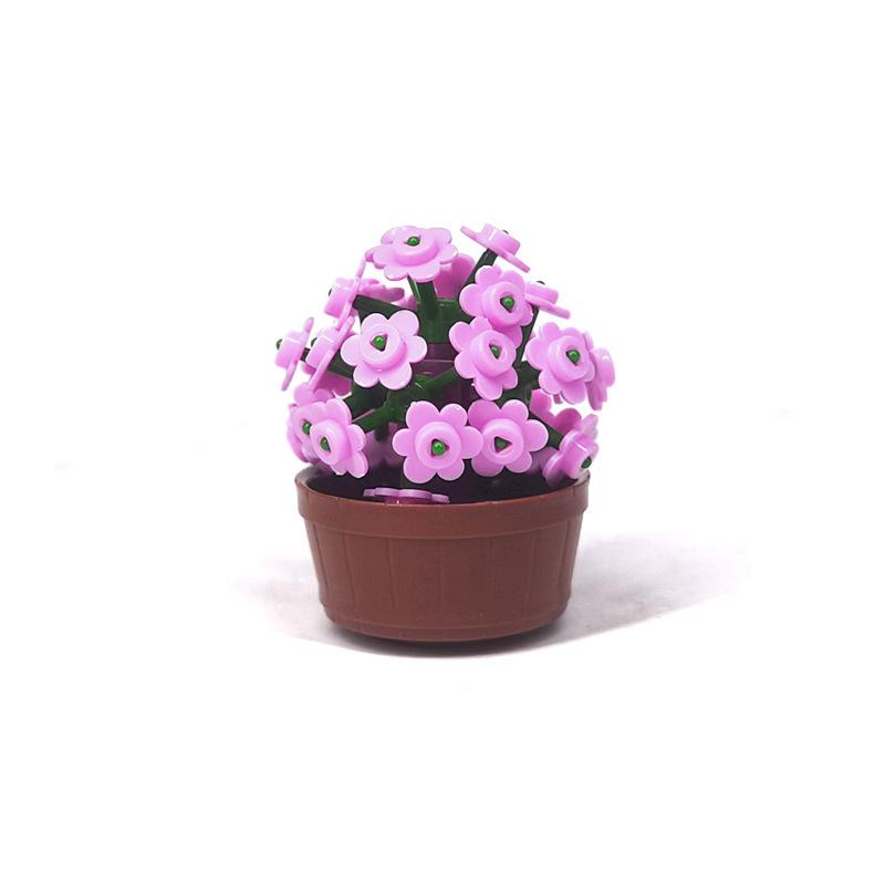 Potted garden plants small particles mosaic assembly building block toy leaves small flowers landscape ornament