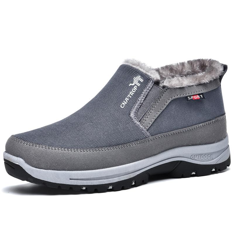 

Зимние мужские ботинки для снега, теплые нескользящие ботинки для мужчин, повседневная обувь для сохранения тепла, плюшевая обувь больших размеров для пар, обувь для мужчин 45 серый
