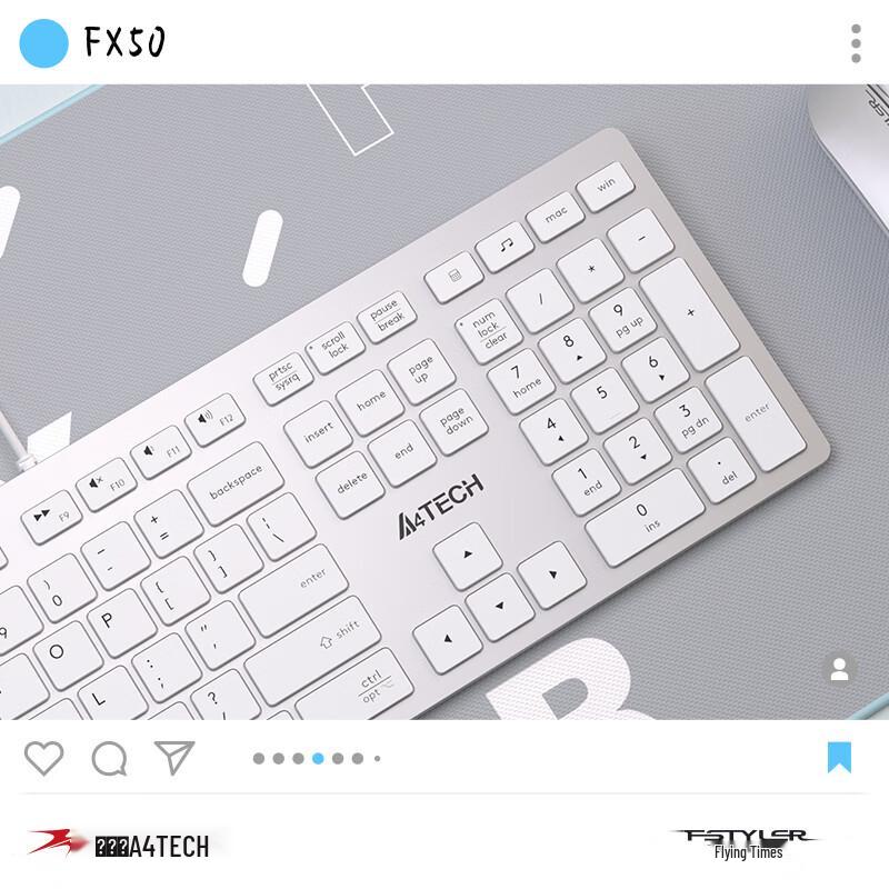 A4TECH FX50 Silent Scissor-Switch Wired Keyboard