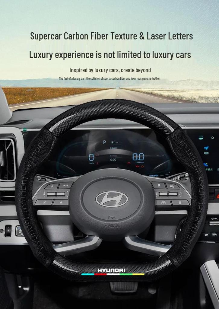 Modern Genuine Leather Steering Wheel Cover for Elantra, Santa Fe, Ix25, Yue Dong, Ix35, Yuelan, Tusheng, Reina