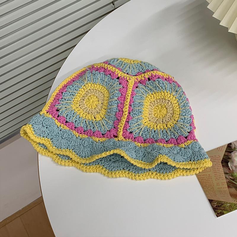 Handmade Knitted Bucket Hat Women s Spring Summer Lovely Face-flattering Fisherman Cap жёлтый