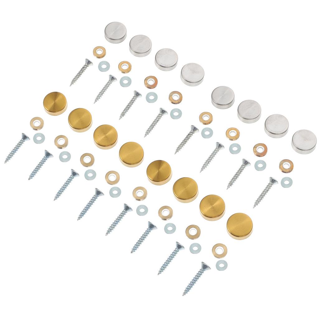 16Sets Stainless Steel Mirror Nail Set Copper Ring Fixing Screw for Indoor Outdoor Acrylic Signs Glass Panels Advertising