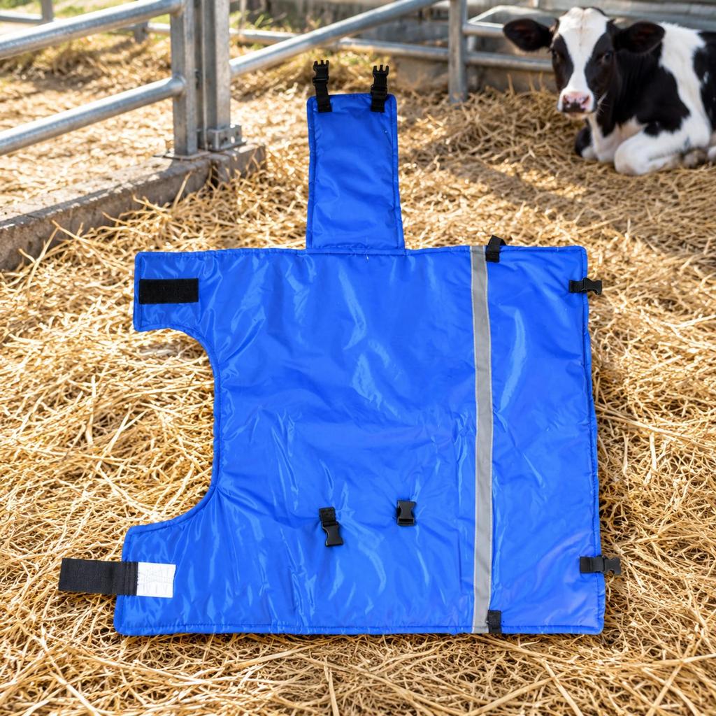 Young Cattle Jacket Insulated Padded Calf Coat with Reflective Stripe for Farmers, Cold
